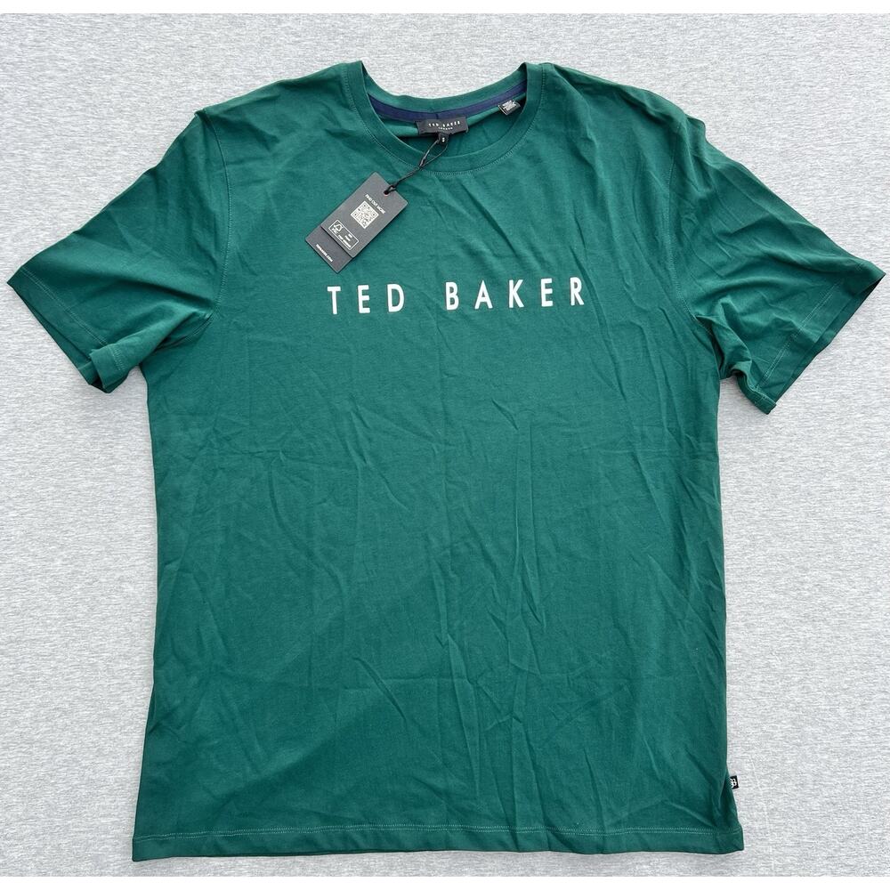 TED BAKER Broni Short Sleeve Branded Shirt Dark Green Men's Size Small NWT